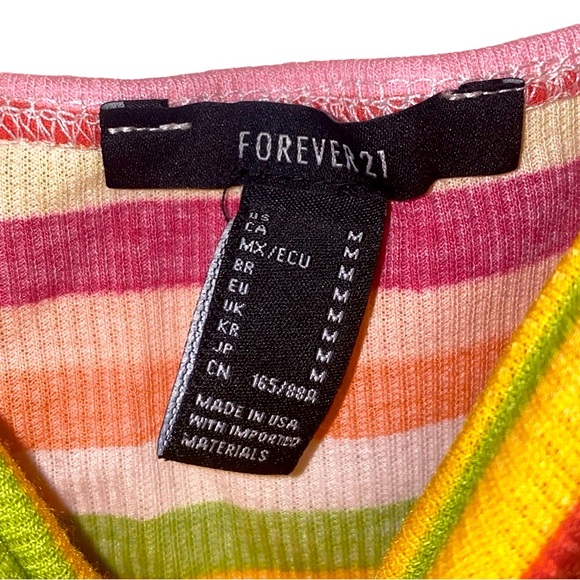 Forever 21 Rainbow Stripe Crop Tank Top, Size Medium - Picture 5 of 6